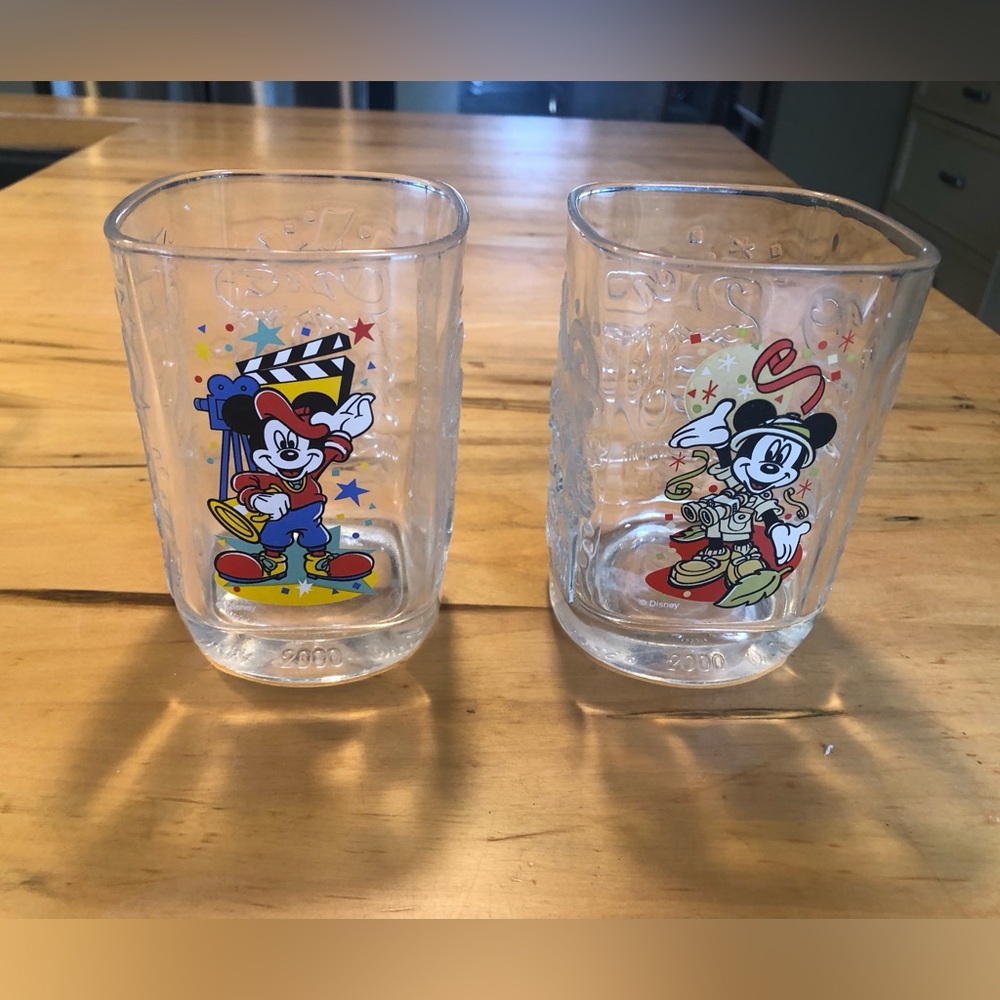 Vintage Walt Disney World Mickey Mouse 2000 Glasses Epcot McDonalds - Pair